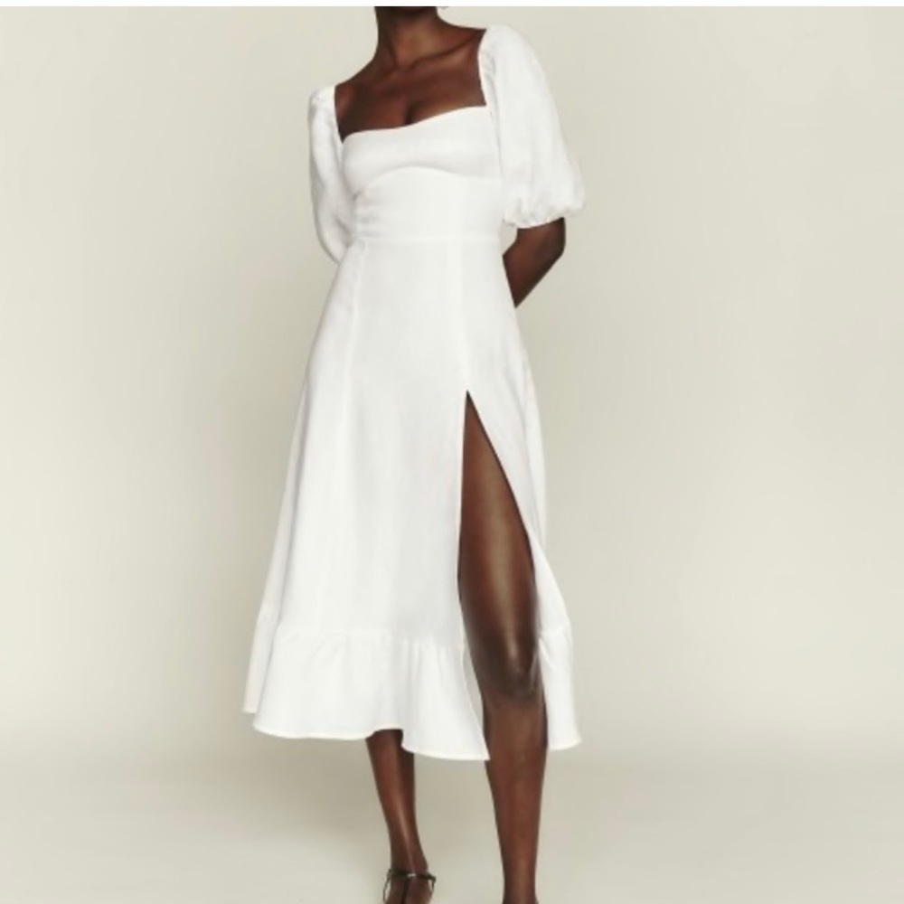 White reformation linen dress